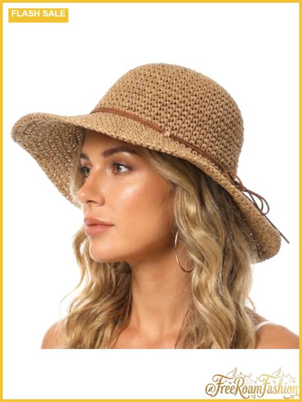 Women's Floppy Wide Brim Straw Sun Hat Packable Beach Hat